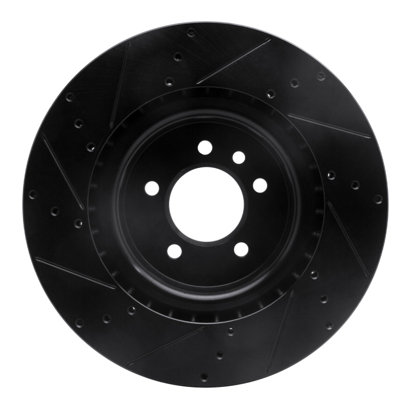 Land Rover Discovery Brake Rotor (1) - Front Right - R1 Concepts - Drilled & Slotted - Black - `06-`17